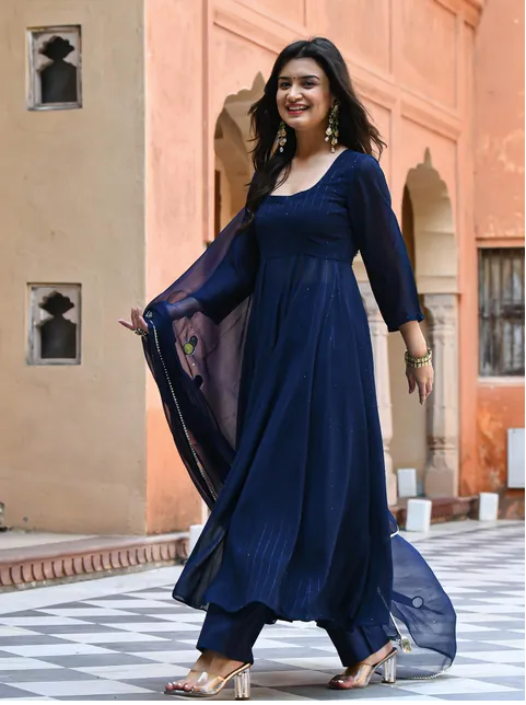 蓝色亮片套装（3 件套）